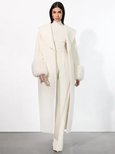 Alice And Olivia Marcelene Maxi Coat In Off White