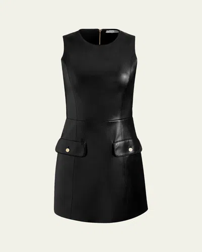 Alice And Olivia Marcella Faux Leather Sleeveless Mini Dress Black