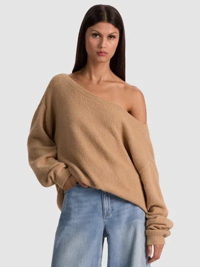 Alice And Olivia Marg Slouchy Pullover In Brown