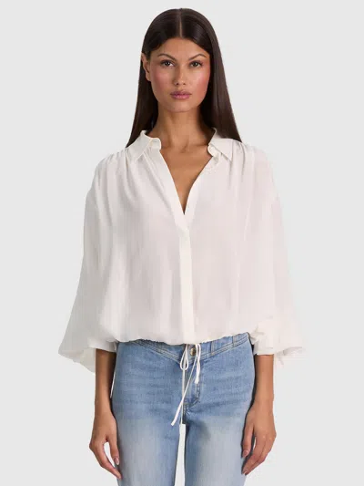 Alice And Olivia Margaux Tie Front Blouse In White