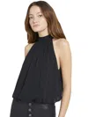 Alice And Olivia Maris Halter-neck Gathered Top In Black