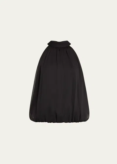 Alice And Olivia Maris Halter-neck Gathered Top In Black