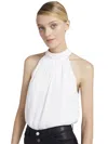 Alice And Olivia Maris Halter Neck Gathered Top In White
