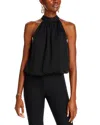 Alice And Olivia Maris Halter-neck Gathered Top In Black