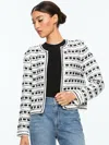Alice And Olivia Marjorie Tweed Jacket In Soft White/black
