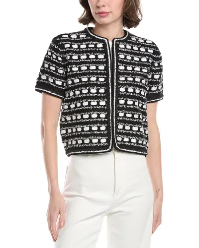 Alice And Olivia Marjorie Tweed Cardigan In Black