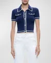 ALICE AND OLIVIA MARLENA BUTTON-FRONT POLO