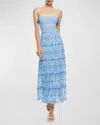 ALICE AND OLIVIA MARNA EMBROIDERED TIERED TIE-STRAP MAXI DRESS