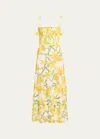 Alice And Olivia Marna Tiered Smocked Floral-print Broderie Anglaise Midi Dress In Stargazer Multi L