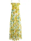 Alice And Olivia Marna Tiered Midi Tie Strap Dress In Yellow