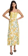 Alice And Olivia Marna Tiered Smocked Floral-print Broderie Anglaise Midi Dress In Stargazer Multi