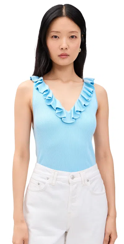 Alice And Olivia Marnie Ruffle Tank Carolina Blue