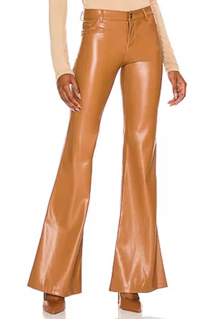Alice And Olivia Marshall Vegan Leather Crop Bell Pant In Camel In Brown