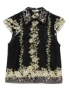 Alice And Olivia Martel Flutter Sleeve Blouse Free Falling In Black