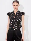 Alice And Olivia Willa Blouse In Black Multi