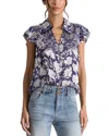 Alice And Olivia Martel Flutter-sleeve Blouse In Purple
