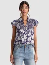 Alice And Olivia Martel Flutter-sleeve Blouse In Purple
