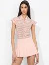 Alice And Olivia Martel Flutter Sleeve Silk Blouse In Sundae Pink Bloom