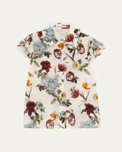 Alice And Olivia Martel Flutter-sleeve Blouse
