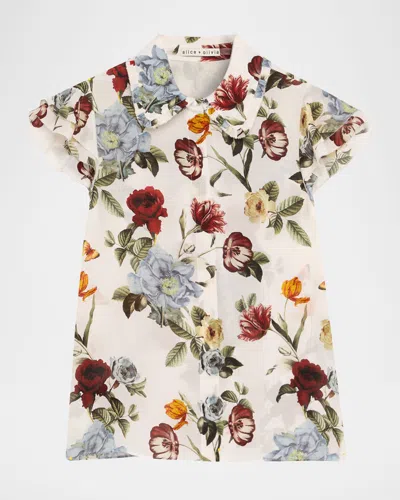 Alice And Olivia Martel Flutter-sleeve Blouse