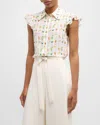 Alice And Olivia Martel Flutter-sleeve Crepe De Chine Blouse In Sweet On You Off White