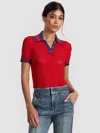 Alice And Olivia Martha Pointelle Polo In Red