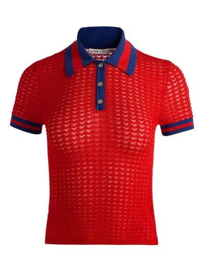 Alice And Olivia Martha Pointelle Polo Shirt