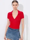 Alice And Olivia Martha Polo In Bright Ruby