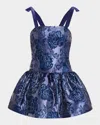 Alice And Olivia Alice + Olivia Maryann Tie-shoulder Drop-waist Mini Dress In Midnight Blue