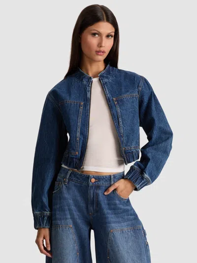 Alice And Olivia Mateo Denim Carpenter Jacket In Blue