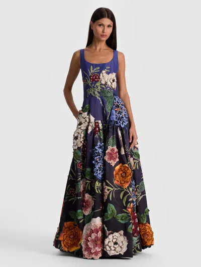 Alice And Olivia Maxine Embellished Gown In Multi