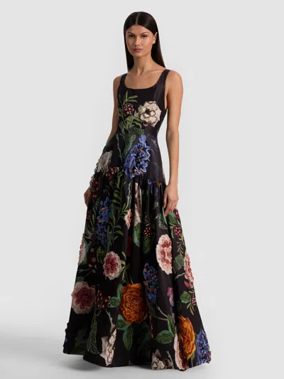 Alice And Olivia Maxine Embellished Gown In Multi