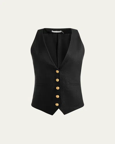 Alice And Olivia Mazie Deep V-neck Vest In Black