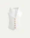 Alice And Olivia Mazie Deep V-neck Vest In Off White