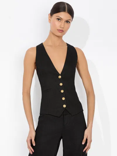 ALICE AND OLIVIA MAZIE LINEN VEST