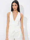 Alice And Olivia Robin Womens Halter Wide Leg Jumpsuit In Off White