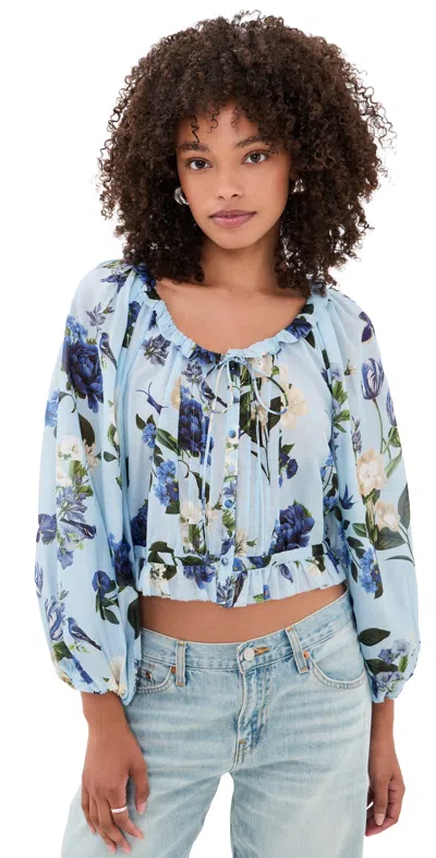 Alice And Olivia Mclaine Elbow Sleeve Cropped Blouse In Multi