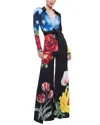 Alice And Olivia Melinda Floral-print Wide-leg Jumpsuit In Black