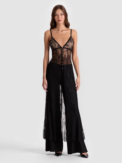 Alice And Olivia Melodie Lace Maxi Top In Black