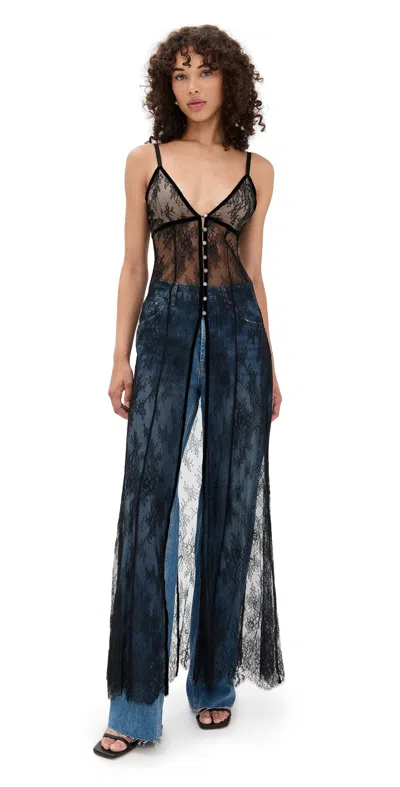 ALICE AND OLIVIA MELODIE LACE MAXI TOP BLACK