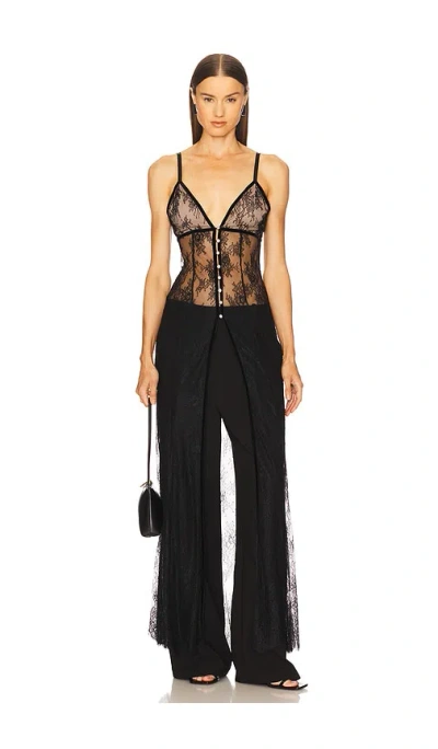 Alice And Olivia Melodie Lace Maxi Top In Black