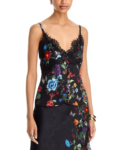 Alice + Olivia Alice And Olivia Melodie Lace Trim Button Front Camisole In Black