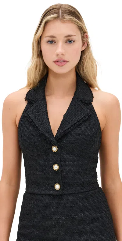Alice And Olivia Meri Cropped Halter Blazer Top Black