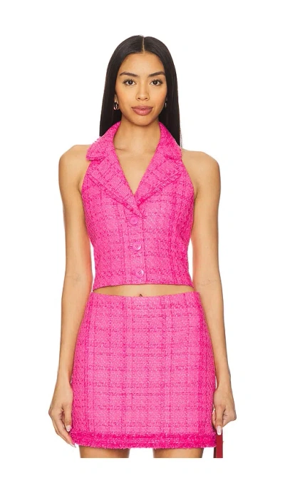 ALICE AND OLIVIA MERI CROPPED HALTER BLAZER TOP