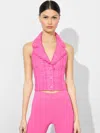 Alice And Olivia Meri Halter Vest In Wild Pink