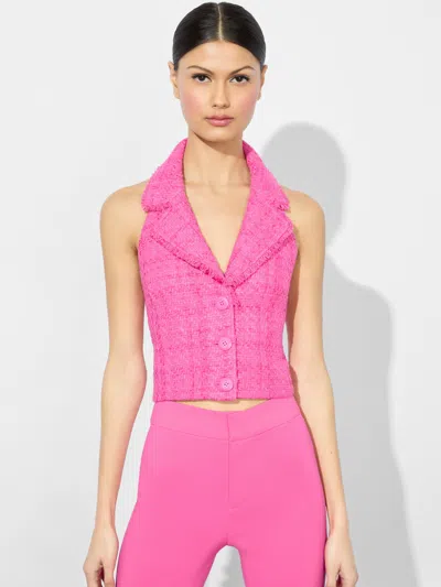 Alice And Olivia Meri Halter Vest In Wild Pink