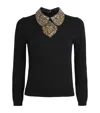 Alice And Olivia Merino Wool Embellished Porla Sweater In Black