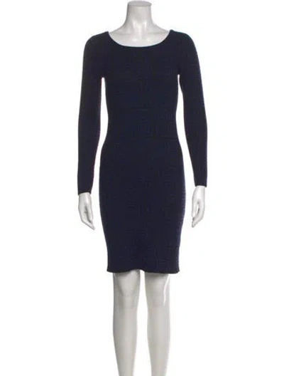 Pre-owned Alice And Olivia Merino Wool Mini Dress In Blue