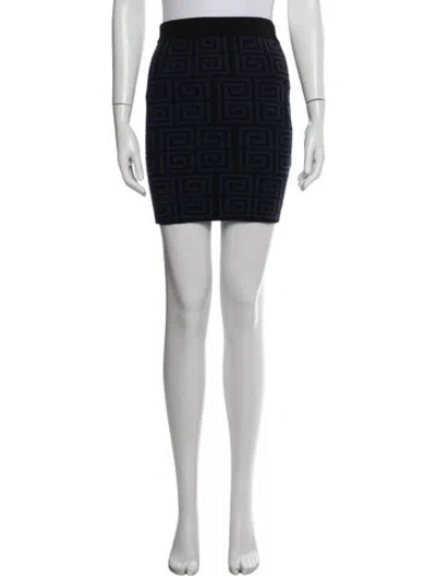Pre-owned Alice And Olivia Merino Wool Mini Skirt In Blue/white