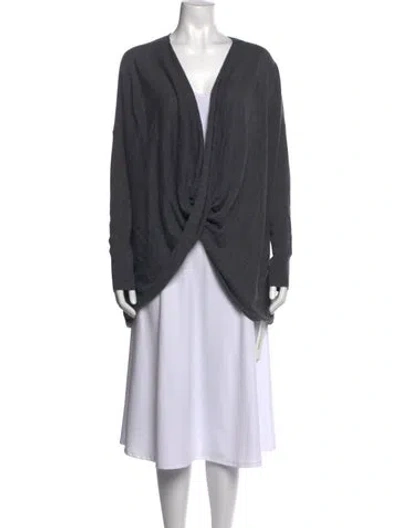 Pre-owned Alice And Olivia Merino Wool V-neck Sweater In Gray